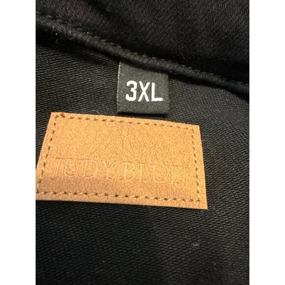 Judy Blue Womens Black Denim Jacket 3XL With Raw Hem & Button Front NWT - Picture 6 of 10